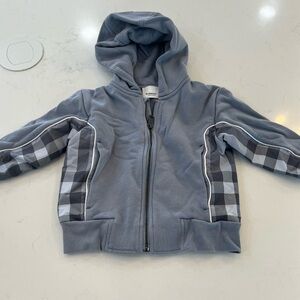 Burberry Gray Hoodie with Checkered Accents